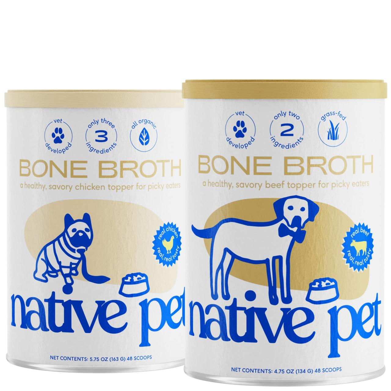 Native Pet, Dogs & Cat Broth Bundle | Chicken & Beef Flavored | Dog Food  Topper For Picky Eater | Dog Gravy & Dog Bone Broth Powder: Pet Supplies:  Amazon.Com
